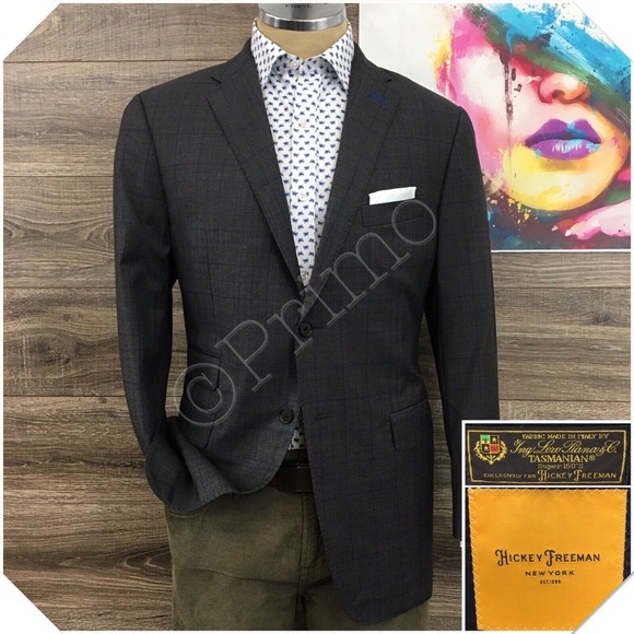 HICKEY FREEMAN‎ Mens Blazer Sport Coat Casual Jacket Size 40R Wool Suit TAILORED - Picture 1 of 12